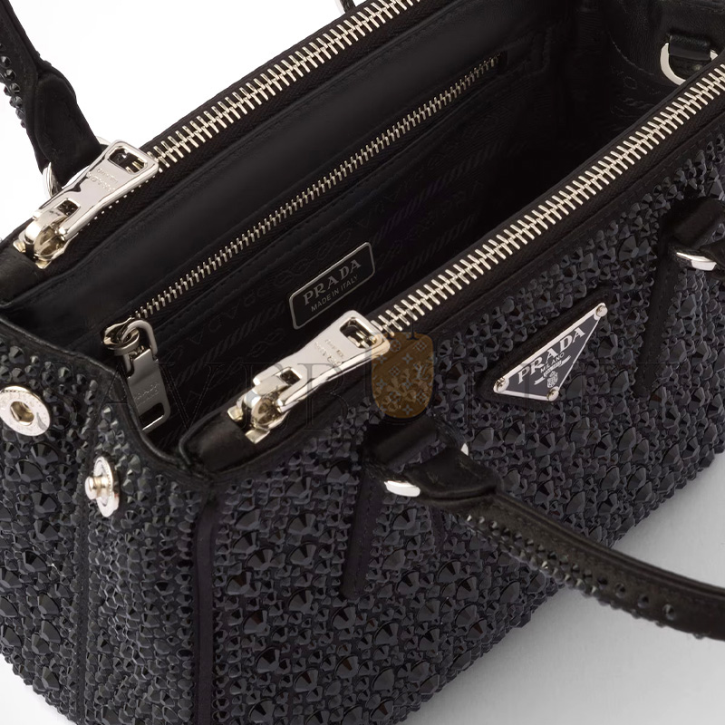 PRADA GALLERIA SATIN MINI-BAG WITH CRYSTALS 1BA906 (20*14.5*9.5cm) PRADA GALLERIA SATIN MINI-BAG WITH CRYSTALS 1BA906 (20*14.5*9.5cm)
